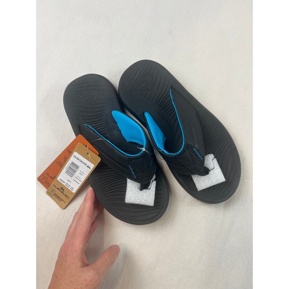 Quiksilver Oasis Youth Sandals Black Blue Hydrobound Flip Flops Size 5 Kids